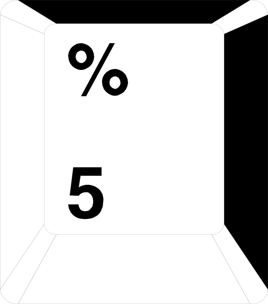 The image shows a sign with an arrow pointing to it that says "5%" on top of another sign below which has 60 percent written in black text next to two white arrows forming a circle, indicating some sort of discount or promotion system within what appears to be a store setting. There is no visible human activity or objects other than the signs themselves and their immediate surroundings are not depicted. The image does not provide enough information about any actions taking place nor can I confidently identify specific animals in this context as there isn't one present.
