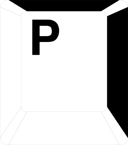 The image shows a white parking sign with black lettering indicating "P" for parking on it.