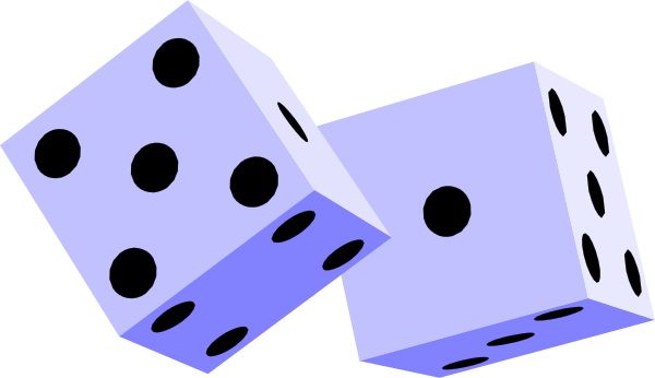 The image shows three dice with six sides each against a dark background; there is no text present.