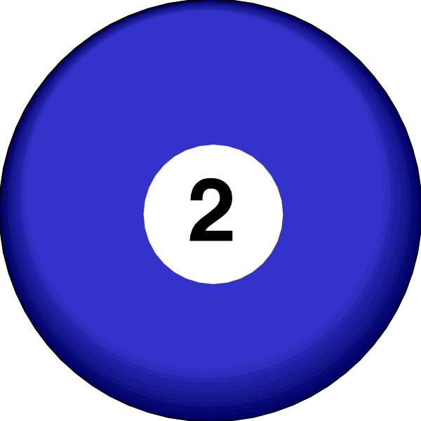 The image shows a blue pool ball with two white number 2s on it against a black background. There is no other content in this clip-art picture. It's just one object: a billiard ball, and there isn't any action or setting depicted here as the focus of the image is solely on the balls themselves without context for their location within an environment like a pool table.