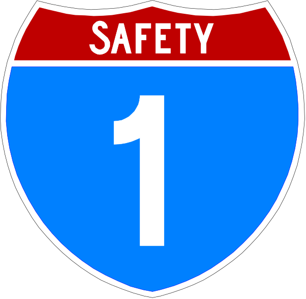 The image shows a highway sign with an interstate route number "1" on it against a black background.