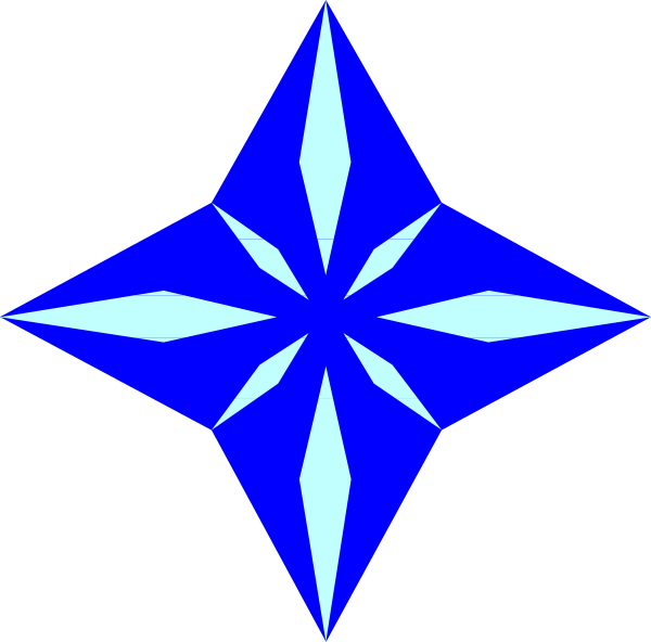 The image shows a blue star with six points against a black background.