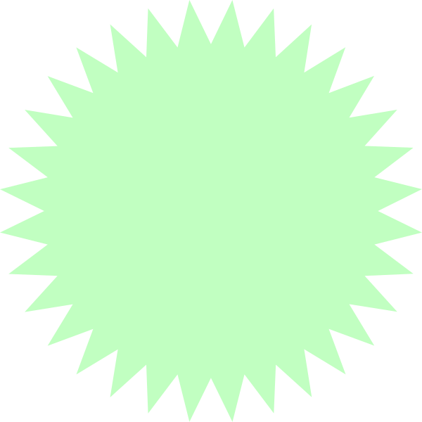 The image shows a white starburst shape with black outlines against a dark background.