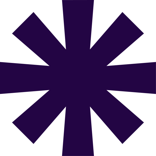 The image shows a blue starburst with eight points against a black background.