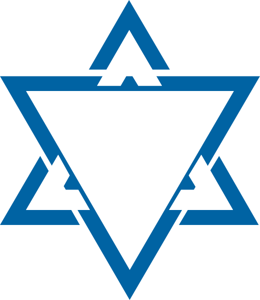 The logo of a Jewish organization with symbols representing Judaism on it.