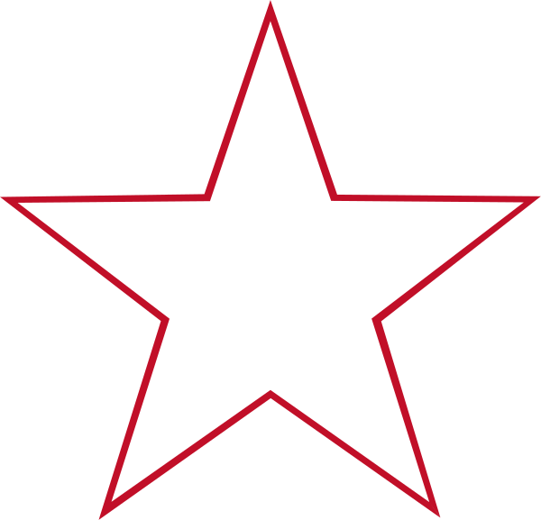 The image shows a red star with white lines inside it on top of what appears to be an American flag background.