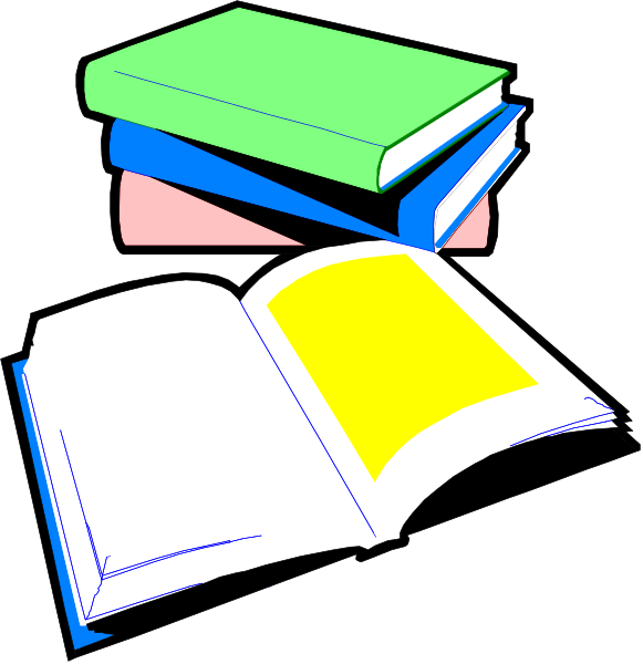 The image shows a collection of books on an open book with its pages facing upwards to reveal text inside; there is also another closed book lying flat next to it in front view.