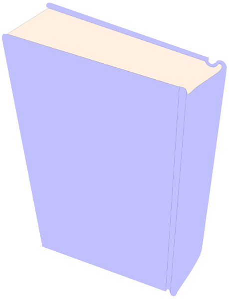 The image shows a blue book with pages open to reveal blank white paper inside, set against a black background.