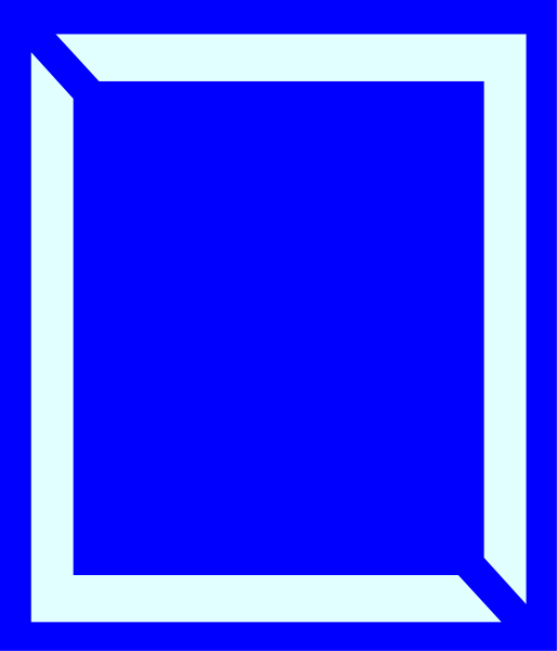 The image shows a blue square with white borders on top of another gray background.