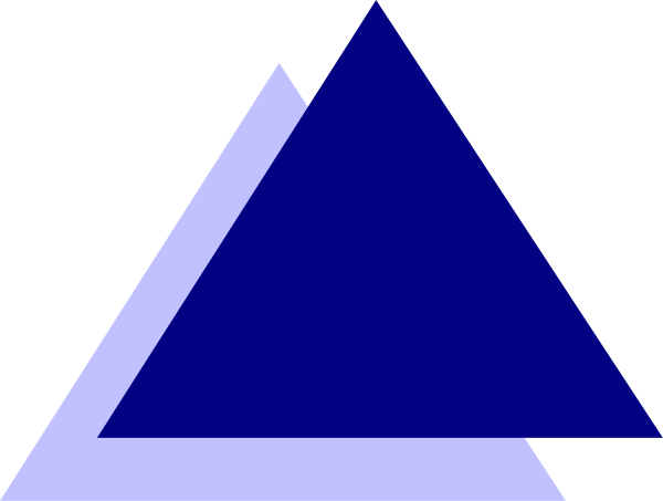 The image shows a blue triangle with an abstract design inside it on top of what appears to be a gray background.
