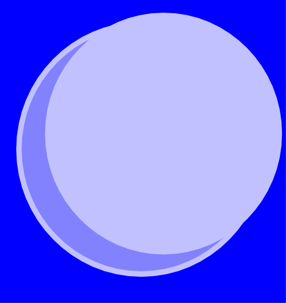 The image shows a blue circle with an orange crescent moon inside it on top of what appears to be a purple background that has two white lines running horizontally across it from left to right at either end, suggesting space-themed content.