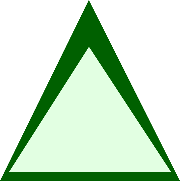The image shows a green triangle with white borders on top of another shape that appears to be an irregular quadrilateral in black against a dark background.