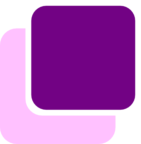 The image shows a purple square on top of another smaller pink rectangle with two white squares inside it.