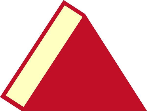 The image shows a red triangle with an open book on top of it against a gray background.