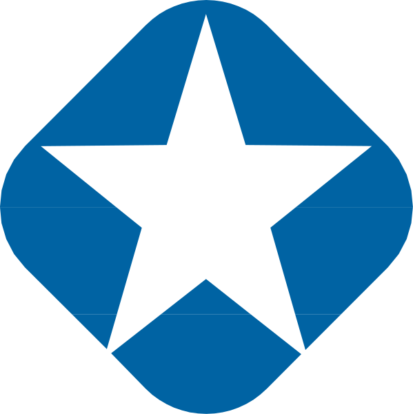 The logo of a company with an asterisk symbol inside it on top left corner.