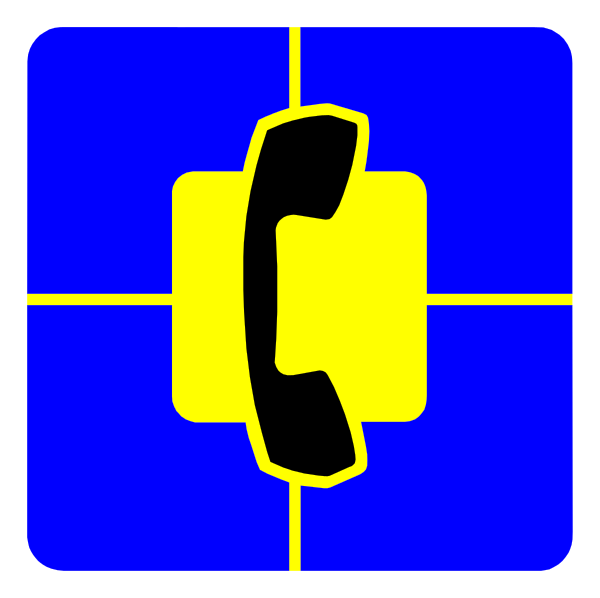 The image shows a stylized depiction of an old rotary telephone with its dial centered on 0 within what appears to be a blue square background that resembles a phone interface design. There is no text present in this clip-art illustration, and it does not represent any real people or animals; the focus here is solely on the representation of the telephone itself as an iconic symbol for communication technology from earlier eras.