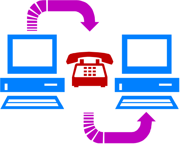 The image shows a stylized representation of two computer monitors connected by an arrow pointing to each other with text that reads "data transfer" between them; below this is another depiction showing three computers in front, one on top and two at bottom right corners, all facing towards the viewer.