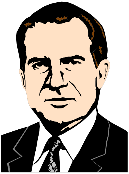 The black and white illustration shows a man with dark hair wearing glasses, dressed formally in what appears to be business attire including a suit jacket over an open shirt collar; he is depicted against a plain background that does not provide any additional context about setting or environment.