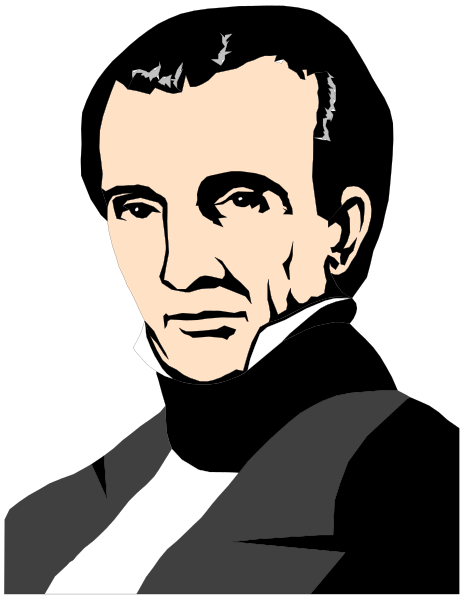The black and white illustration features a man with dark hair wearing glasses, dressed formally in what appears to be an old-fashioned suit jacket over a shirt collar, looking directly at the viewer against a plain background.