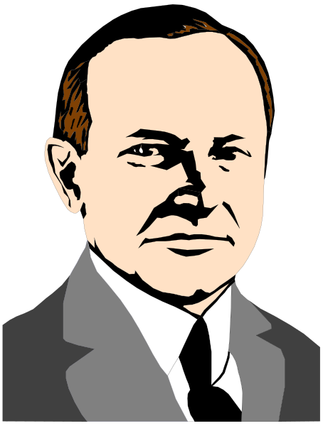 The image shows a black and white illustration of John F Kennedy's head on an adult male body with dark hair in front of him against a plain background.