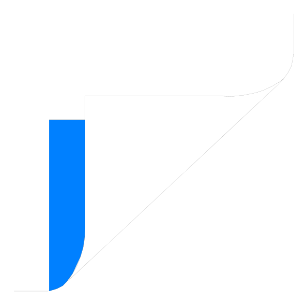 The image shows a stylized graphic of an abstract shape resembling a flag with blue on top half and white in bottom half against black background.