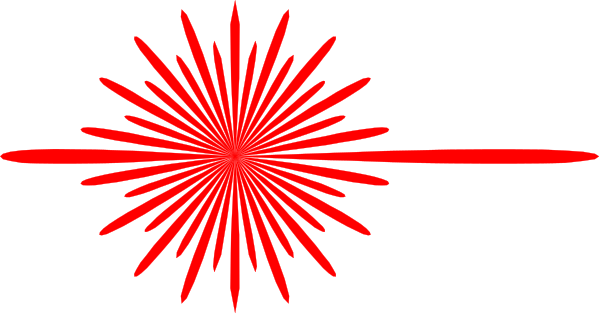 The image shows a red starburst with rays emanating from it against a dark background.