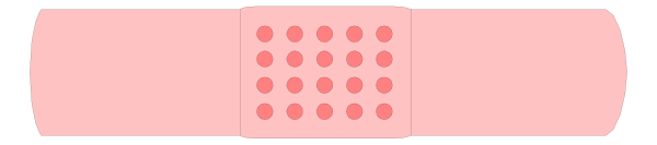 The image shows a pink bar with red dots on it against a grey background.