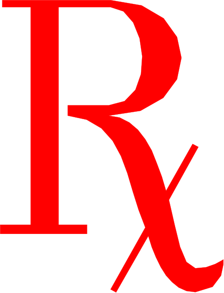The red letter "R" with a cross through it on top of another smaller text that reads 'RX'.