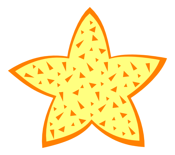 The image shows a stylized orange star with white triangles inside it against an unseen background.