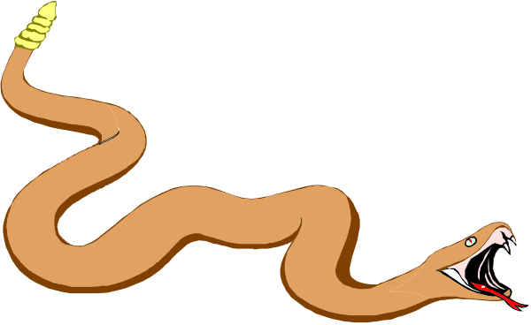 The image shows a cartoon of an orange snake with its mouth open wide as if it's speaking to someone off-screen.