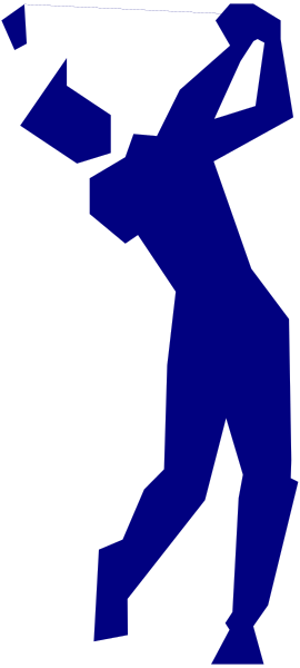 The image shows a blue silhouette of an animated character standing against a black background with white lines creating patterns around it.