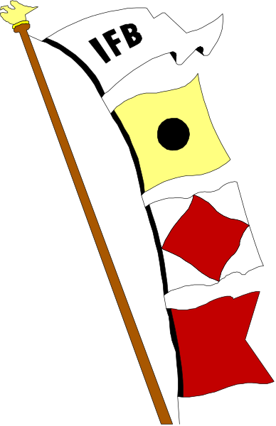 The flag of Iceland with a banner underneath it that says "IFB" on top and "IFFLANDS 2016 RUGBY WORLD CUP FINALIST" below, along with two crossed flags in front of each other at the bottom. There is also an illustration of a flagpole topped by what appears to be a crown or trophy on top and another smaller banner underneath it that says "IFFLANDS 2016 RUGBY WORLD CUP FINALIST