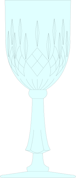 The image shows a tall glass vase with an intricate design on it placed against a dark background.