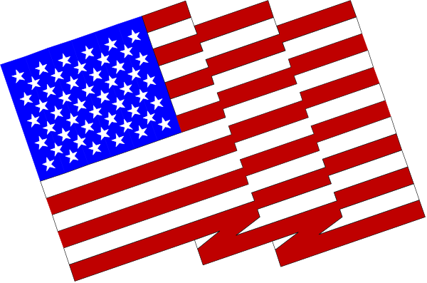 The American flag on a piece of paper with an abstract design behind it.