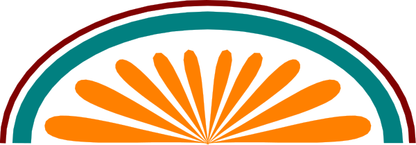 The image shows a stylized sunburst design with geometric shapes against an abstract background that resembles watercolor painting techniques.