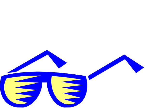 The image shows a pair of sunglasses with blue lenses featuring an abstract design that resembles mountains on either side against a black background.