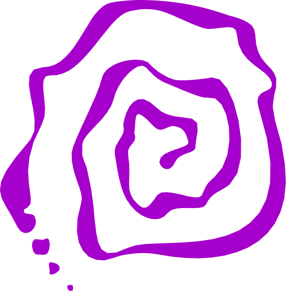 The image shows a purple spiral with an eye at its center on top of a black background to the left side.