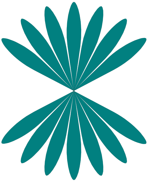 The image shows a stylized blue starburst pattern with six points against a dark background.