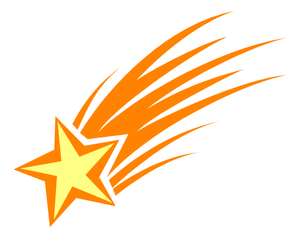 The image shows a black background with an orange starburst graphic on it that is flying to the right side of the frame.