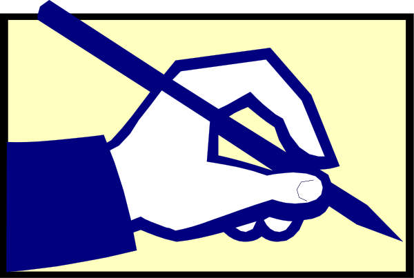 The image shows a cartoon of an animated hand holding a pencil over two panels with text: "The pen is mightier than the sword" in one panel and "the power to create worlds!" in another, suggesting themes related to writing and creativity.