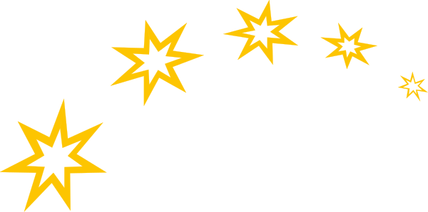 The image shows a black background with yellow stars falling downwards from top to bottom on what appears to be an animated gif of fireworks against night sky backdrop.
