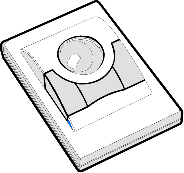 The image shows a white plastic object with an opening on top that has been cut open to reveal its interior structure inside of which is another smaller piece of plastic shaped like a keyhole cover.