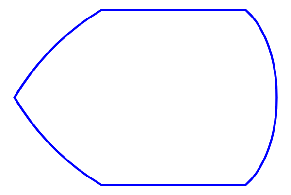 The image shows a black silhouette of an object with blue lines forming its shape against a gray background.