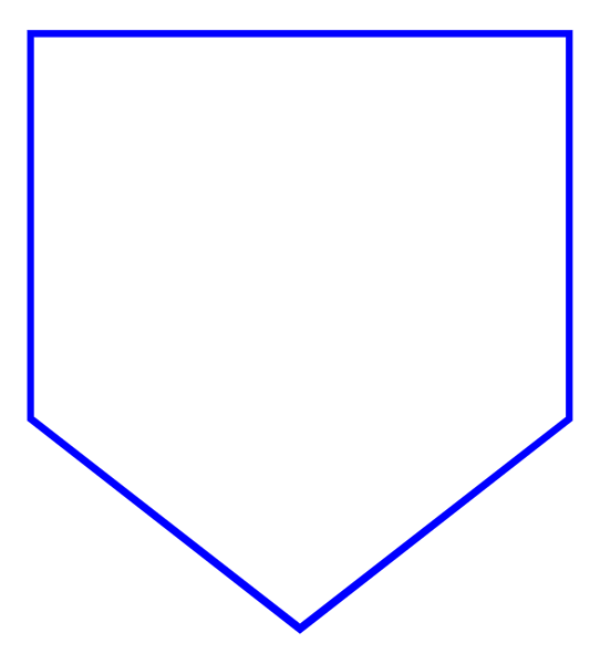 The image shows a black triangle with blue lines forming an irregular shape within it on a gray background.