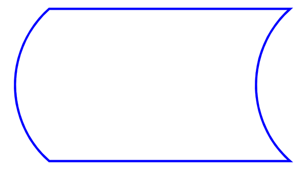 The image shows a simple black line on a white background that appears to be an abstract representation of something with two curved sections connected by straight lines at either end.