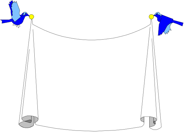The image shows a black background with two birds perched on either side of an open umbrella that is positioned horizontally across it; there's no text present in this clip-art illustration.