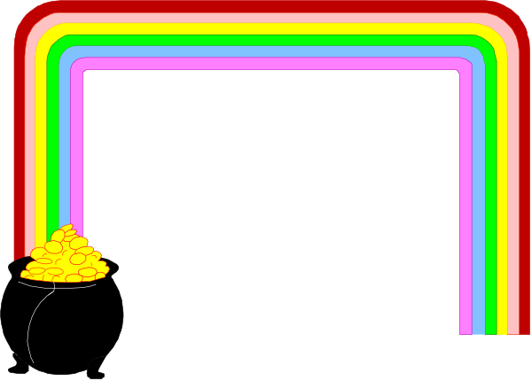 The image shows a colorful rainbow archway with an open door at its end leading to darkness beyond it; there is no visible content within this dark space.