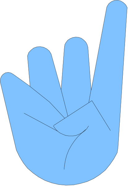 The image shows a stylized hand gesture commonly known as "the peace sign" with an open palm facing upwards against a black background.