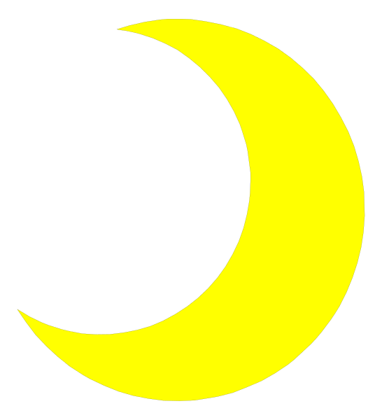 The image shows a black crescent moon on top of an orange background with no other discernible elements present.