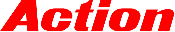 The image shows a word "ACTION" written on top of another smaller text that is partially obscured by an overlay graphic with red borders.
